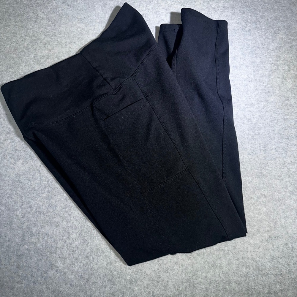 Black High Waisted Athletic Leggings with Side Pockets Size Medium SY#17302 - Picture 3 of 4